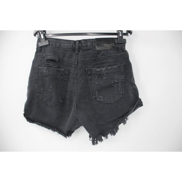 One teaspoon shorts women's 25 Black distressed hawks twisted cuff cotton high - Picture 4 of 11